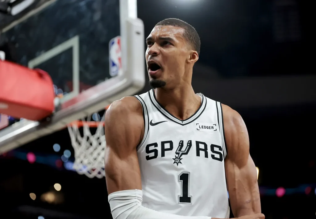 San-Antonio-Spurs-forward-Victor-Wembanyama-celebrates-a-basket-Game-2-against-the-Minnesota-Timberwolves-Frost-Bank-Center-San-Antonio-Texas-May-6-2026
